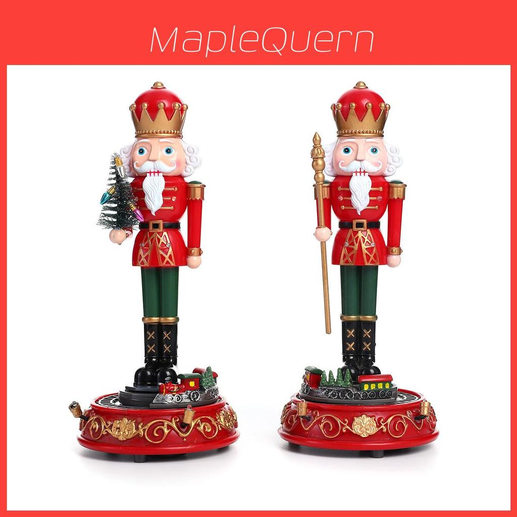 Christmas Music Rotating Nutcracker Figurine With Led Lights For Holiday Decor