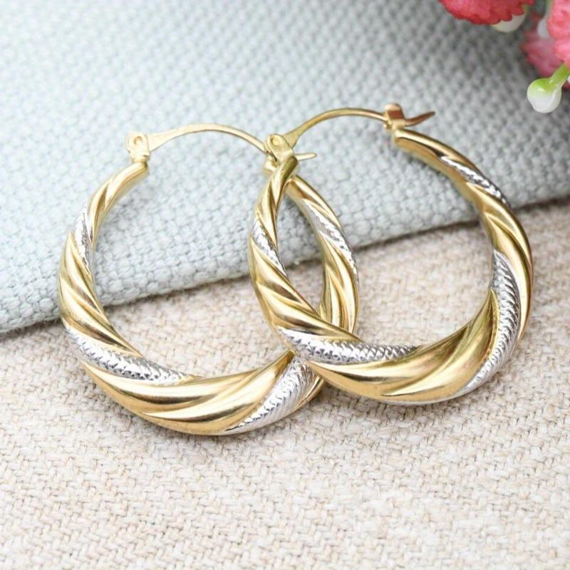 Klassischer schlichter Creolen-Ohrring für Damen, goldfarben, geometrisches Muster, passend für verschiedene Anlässe, vielseitiger Damenschmuck aus Metall, Geschenke