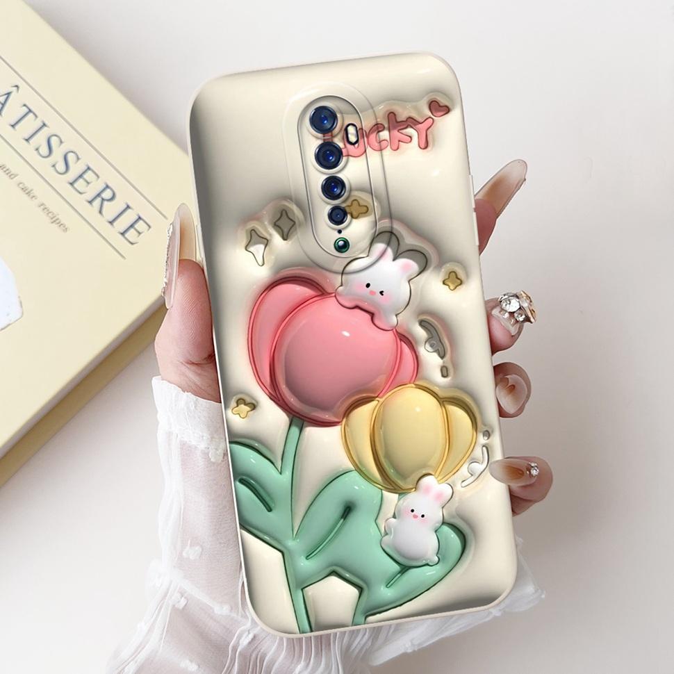 For Oppo Reno 2 2F Case Cute Rabbit Painted Cover Soft Silicone TPU Phone Cases For Oppo Reno2 F Reno 2F Back Cover Funda