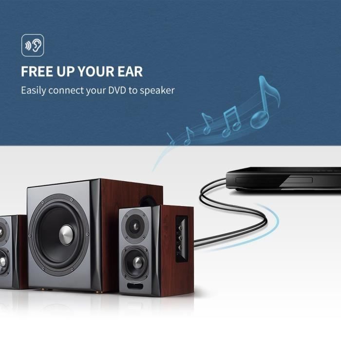 Câble RCA - UGREEN - 2M - 2 RCA Mâle - Connecteur audio/vidéo - Compatible avec plusieurs appareils