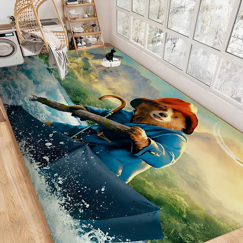 P-Paddington Bear Floor Mat Non-Slip Laundry Room Mat Laundry Decor Balcony Child Living Room Household Carpets