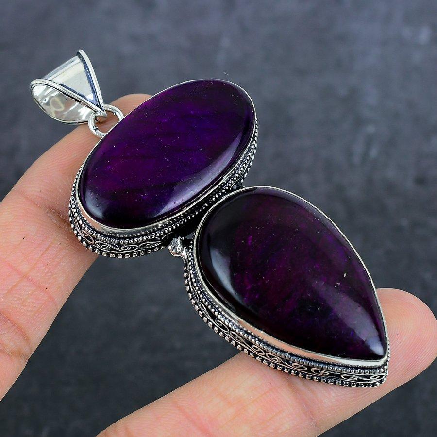 Pink Labradorite Gemstone Handmade 925 Sterling Silver Pendant 3.15" L8c54