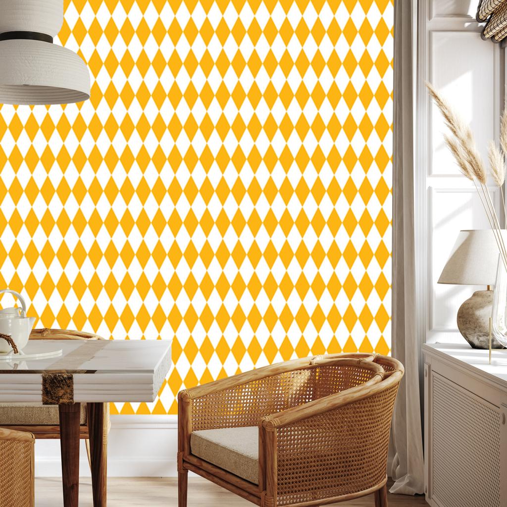Harlequin Diamonds Wallpaper Gold and White for Living Room and Bedroom 50x1000