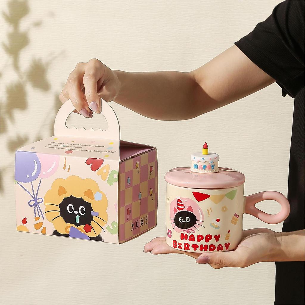 Regalo di compleanno torta tazza ragazza gatto carino per fidanzato fidanzata sorella scatola regalo significativa tazza