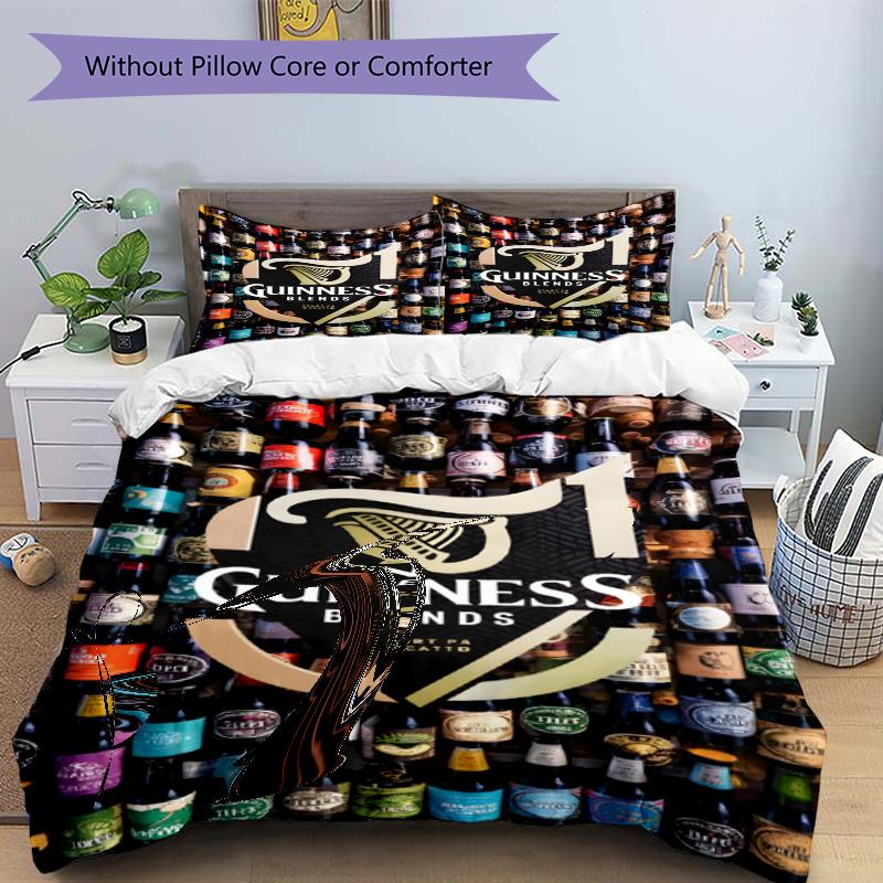 3pcs Duvet Cover Set (1*Duvet Cover + 2*Pillowcase, Without Core), Guinness Draught Print Bedding Set, Bedroom Decor, All‑Season, Gift
