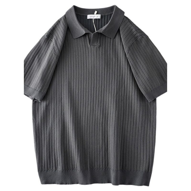 French Retro Knitted Polo Shirt Men's Short-Sleeved Trendy Brand Slim Casual T-Shirt Foreign Trade Men's American Style T-Shirt