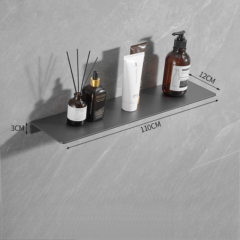 Gunmetal Gray Wall-Mounted Bathroom Storage Rack - Double Layer, No-Drill Shelves