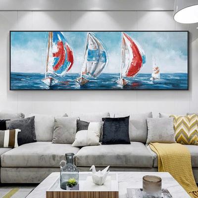 Abstraktes buntes Segelboot-Ölgemälde auf Leinwand, Gemälde, Poster und Druck, Wandkunst, Bilder für Wohnzimmer, ohne Rahmen