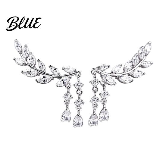Comfortable Non-scratch Earrings Tassel Drop Earrings with Leaf Branch Design серебряный