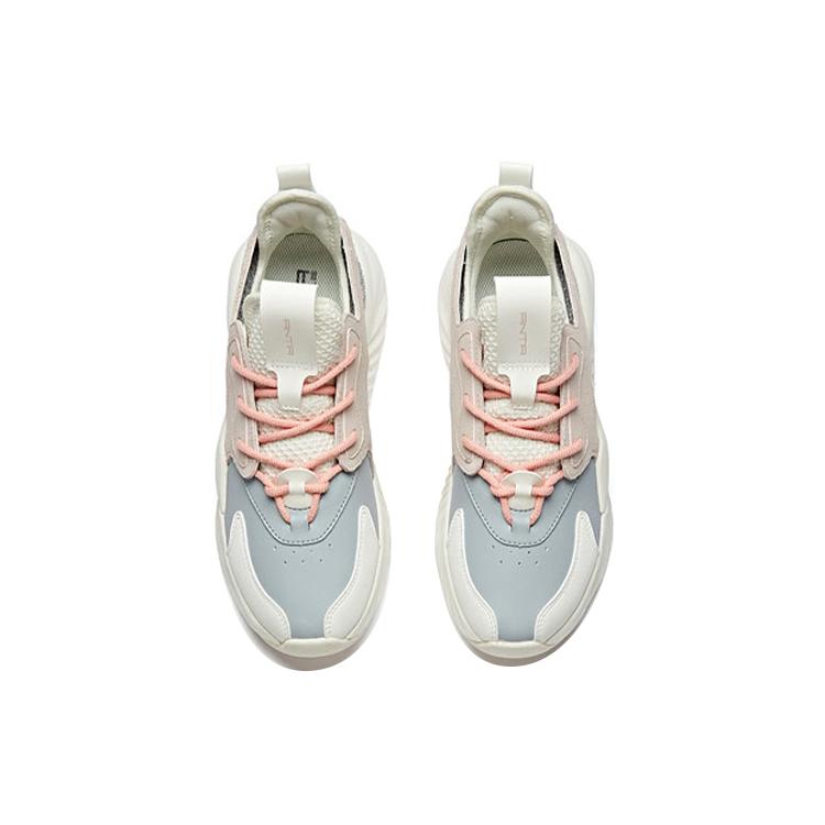 New ANTA Chunky Sneakers Women's Low Top Mist Gray/Lotus Gray/Ivory White/Pink 922018803-1