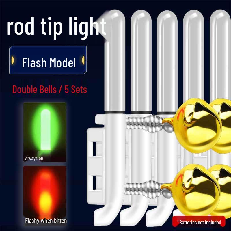 Night Fishing LED Rod Tip Light with Copper Bell - Sea Rod Alarm and Glow Sensor