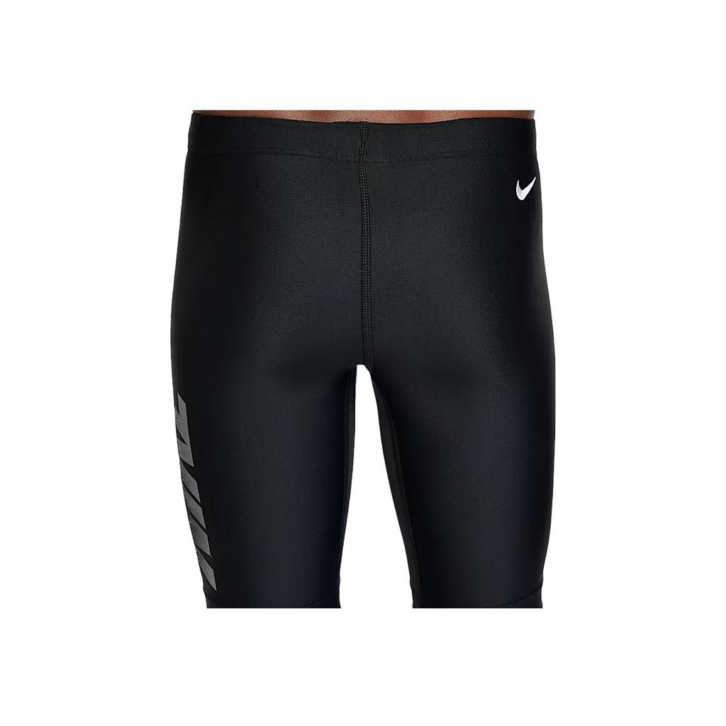 Nike Kids Swim Logo Letter Tight Swim Shorts Kids Swimwear Black Dark-Gray White HV9926-010