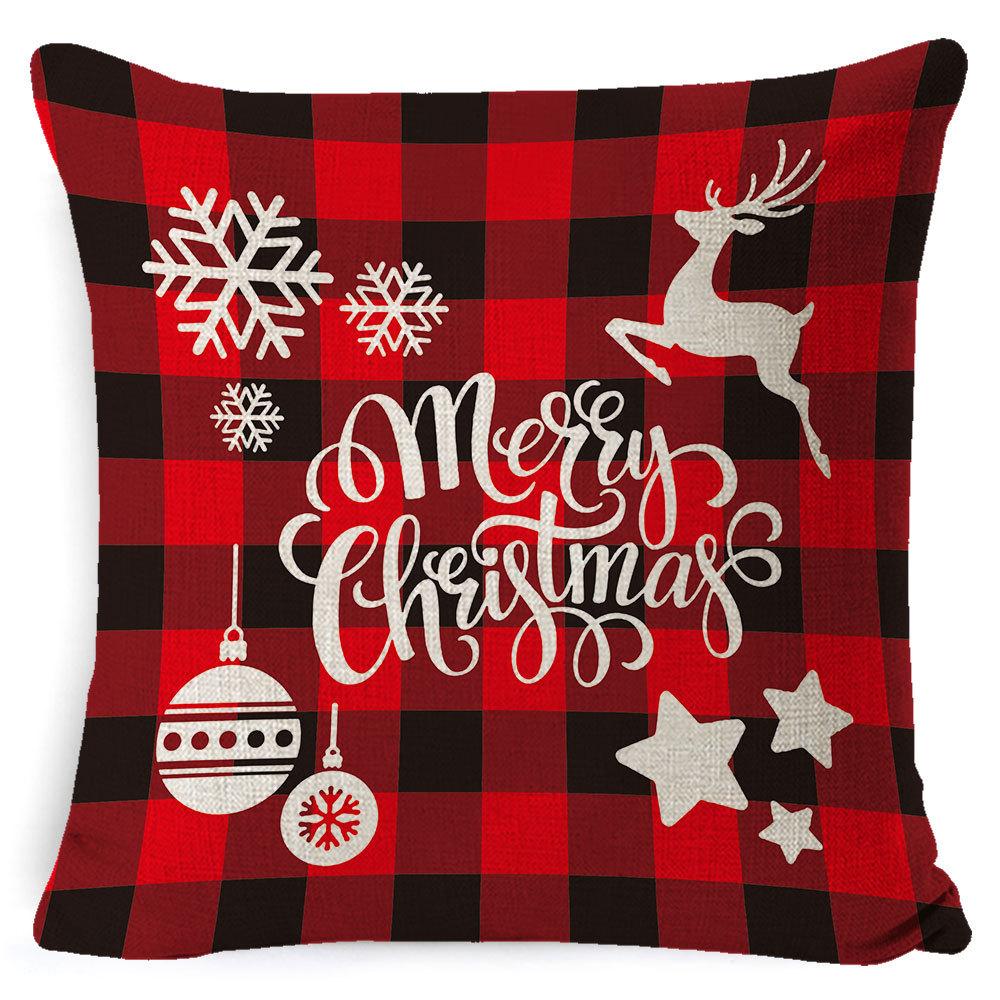 Furniture New Linen Pillow Christmas Pillowcase Sofa Cushion Home Lumbar Pillow