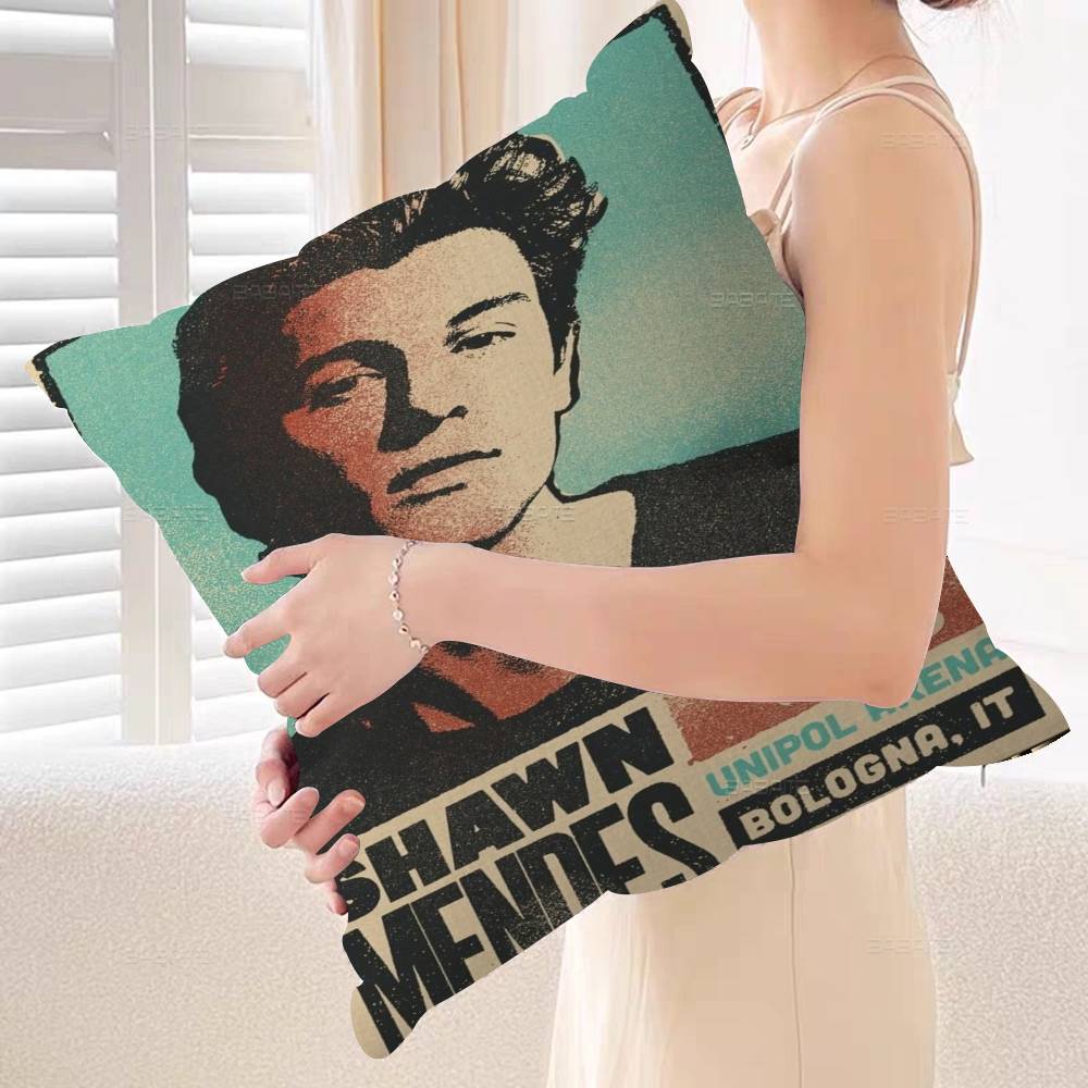 S-Shawn Mendes Populär Sångare Kudde Anime Kudde Soffa Säng Huvudkudde Överdrag Kuddfodral 45x45 cm Mode