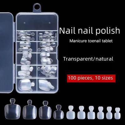 Nail Art Doğal Renk Tam Kaplama Sahte Ayak Tırnakları, 100 Parçalık Set