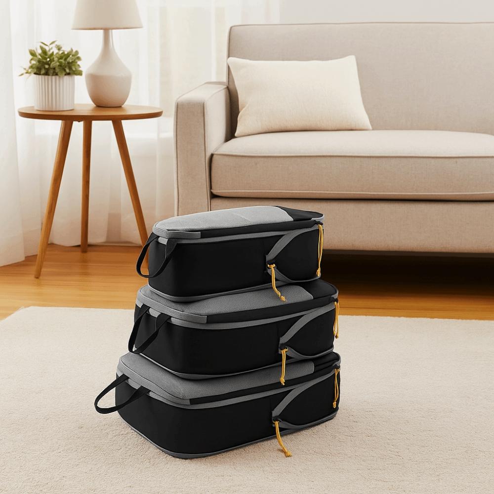 4Pcs/Set Expandable Compression Packing Cubes Oxford Fabric Clothes Storage Bag  Travel