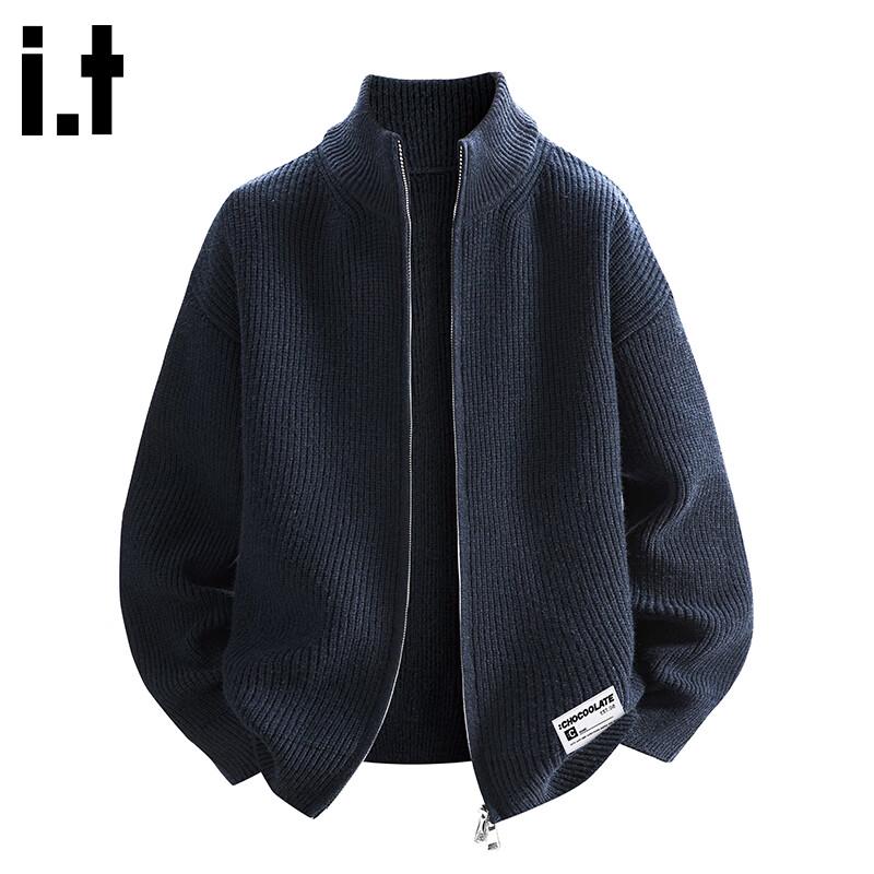 CHOCOOLATEit Men's Stand Collar Loose Knit Cardigan Sweater