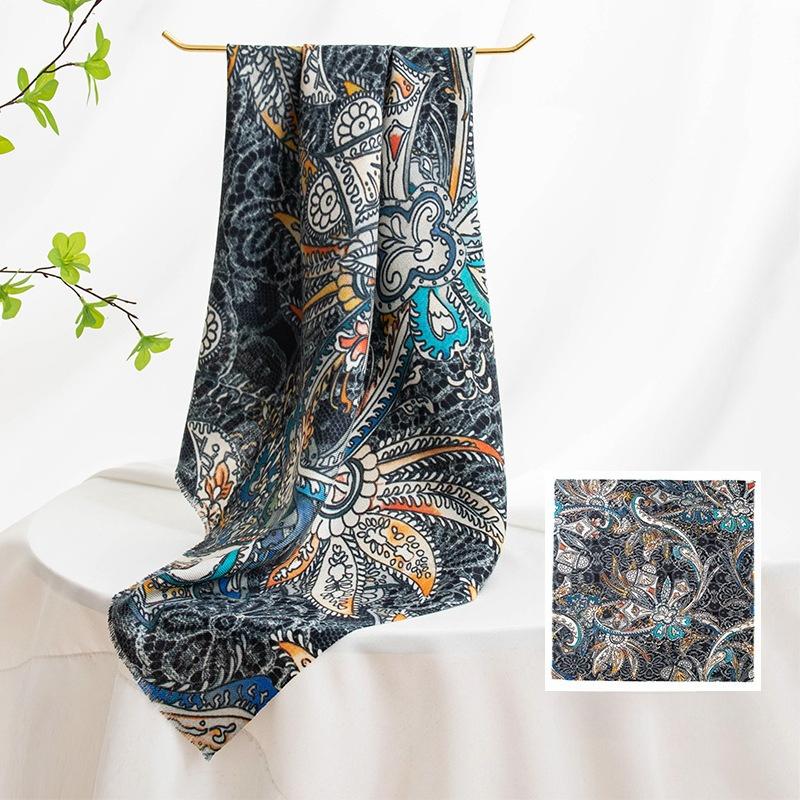 Wool Silk Scarf High end Women's New Small Square Scarf Neck Scarf