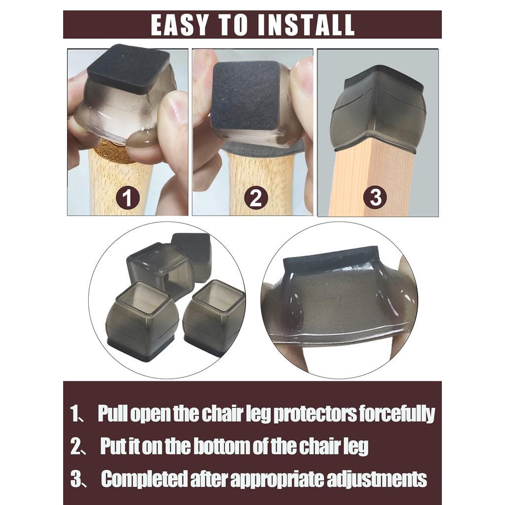 8 szt. Maty ochronne przeciw zarysowaniom i redukujące hałas, antypoślizgowe podkładki pod nogi stołu i krzeseł - okrągłe i kwadratowe