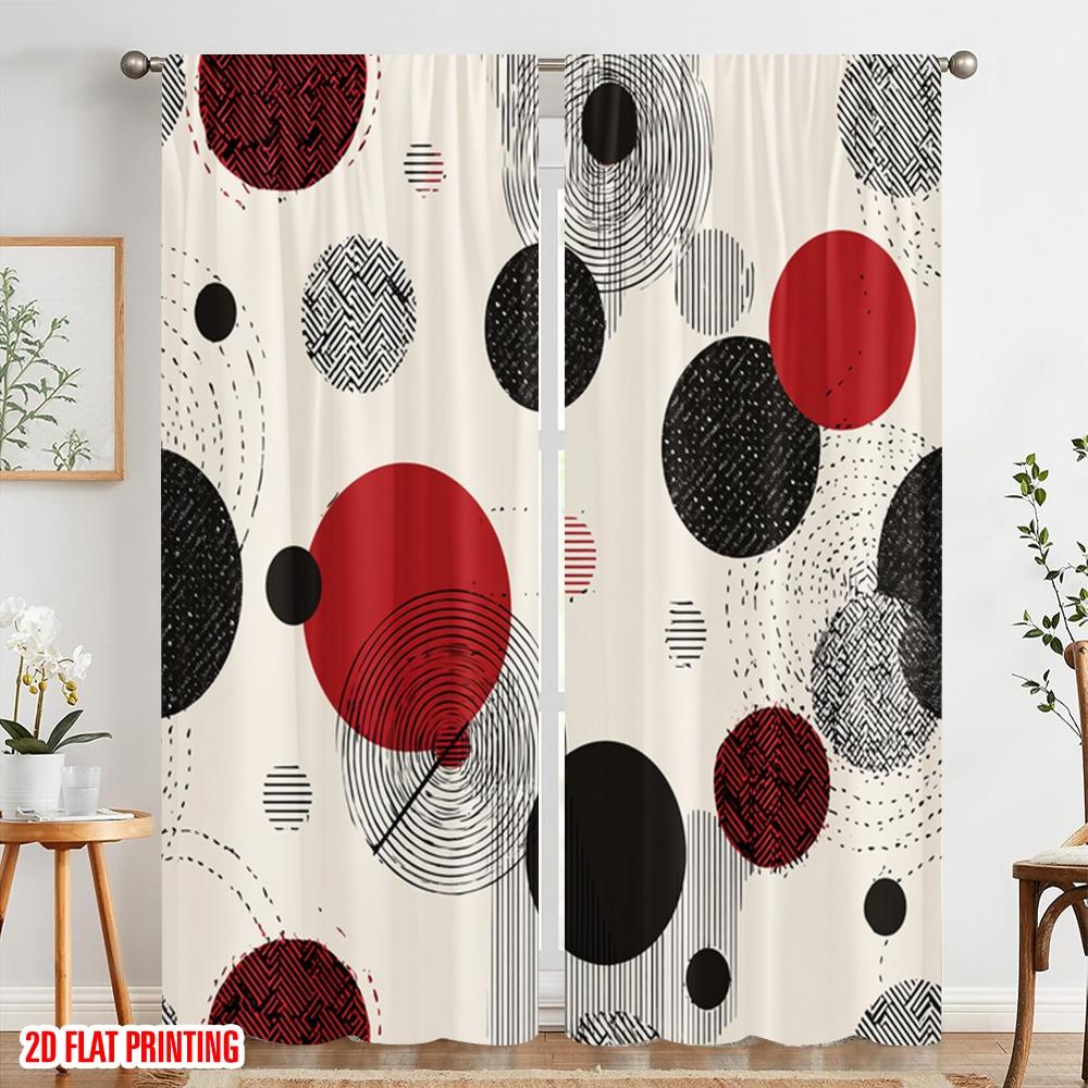 2pcs,2D Plane Printing Curtains&Window Treatment Geometric Circle Fusion Polyester Woven (without Rod) Art Deco Festive for
