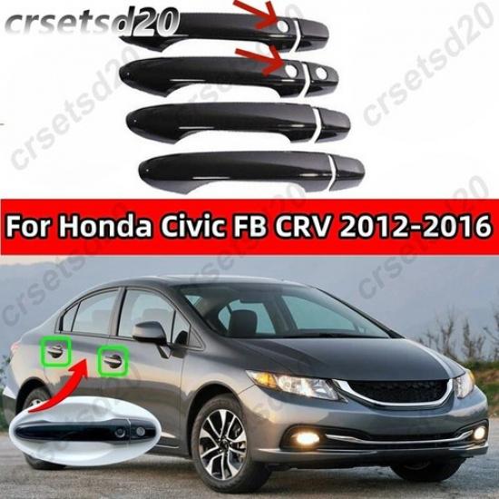 8Pcs Black Door Handle Cover Trim For Honda CR-V 2012-2016 For Civic 2012-2015
