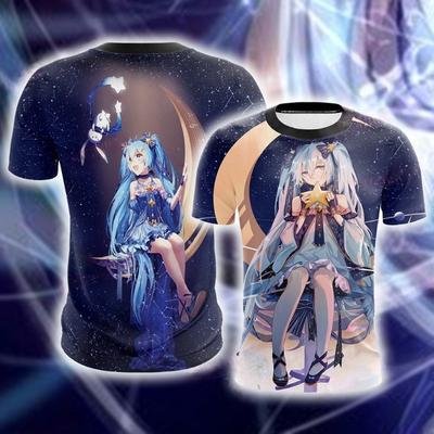 2026 New Japanese Virtual Idol Hatsune Miku Printed Short Sleeve Unisex Large Relaxed Breathable T-shirts =