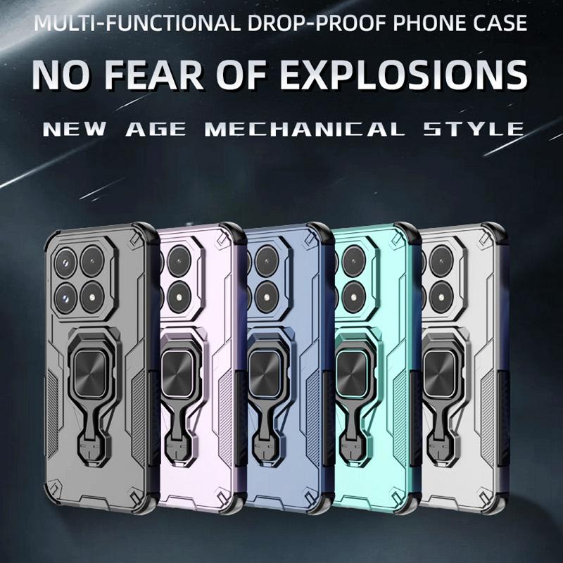 KEYSION Shockproof Armor Case for Xiaomi 17 Soft Silicone+PC Upright Metal Live Ring Stand Phone Back Cover for Xiaomi 17
