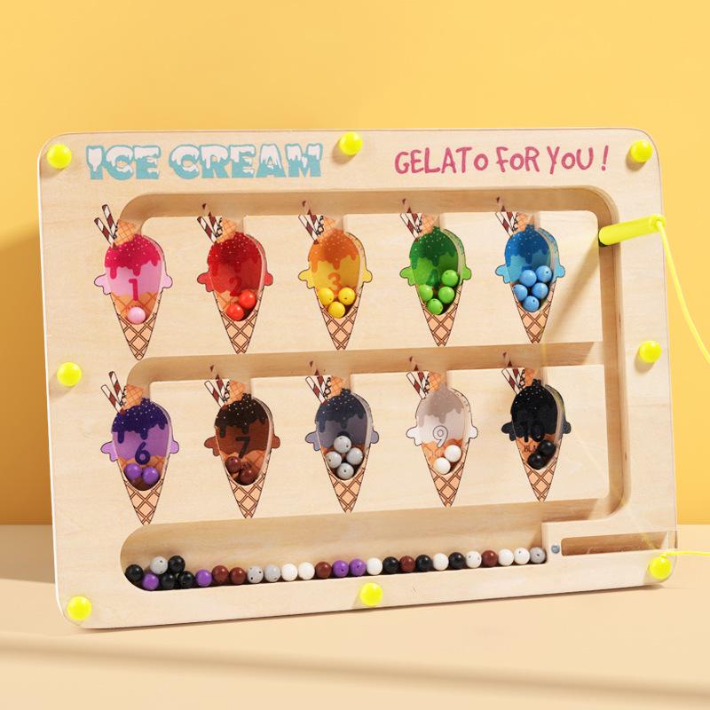 

Magnetic Wooden Toddler Maze: Number & Color Sorting Puzzle Toy