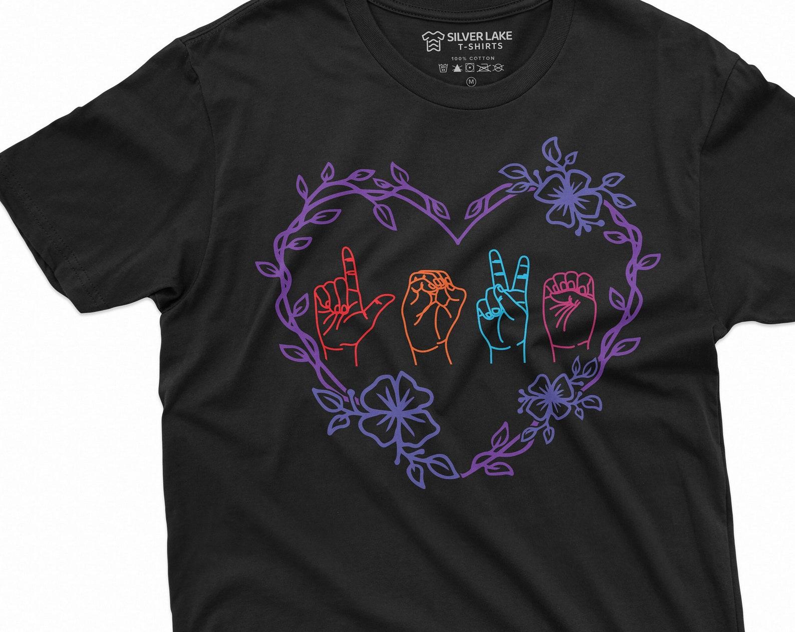 ASL T-shirt American Sign Language Day Tee Shirt Love Heart ASL Day Celebration Tee Gift for him her tshirt XL