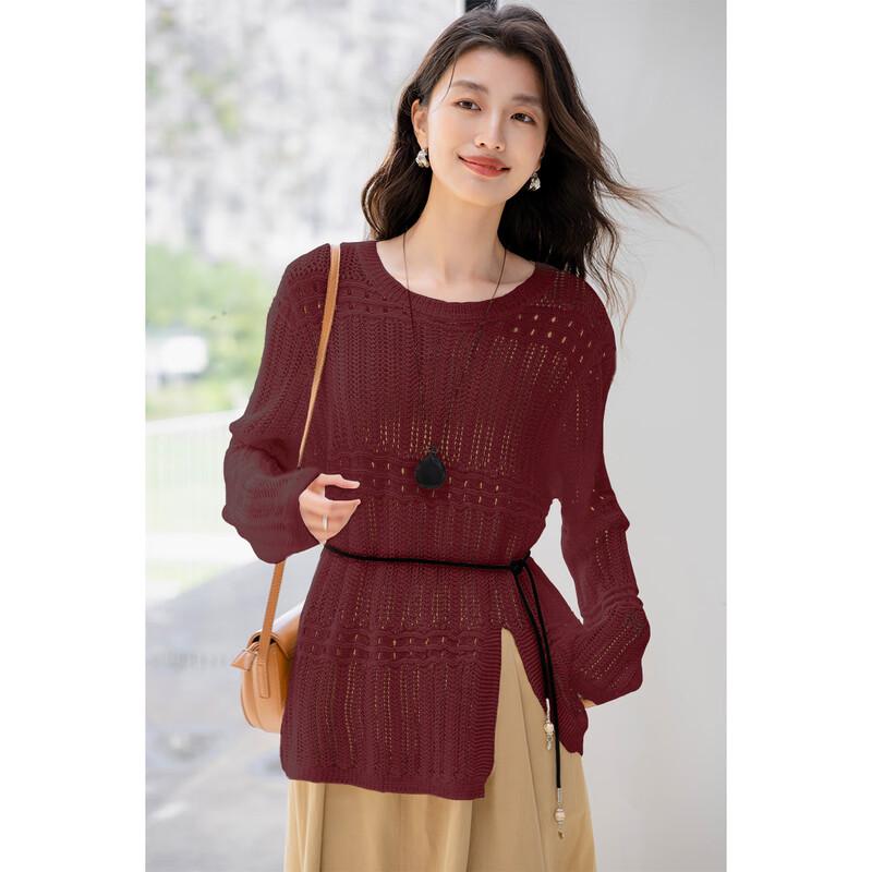 Mokana Women's Long Sleeve Hollow Knit Cardigan MKNJD3859