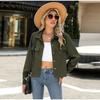 Autumn Women Fashion Casual Coat Button Down Tops Solid Turn-down Collar Long Sleeve Office Lady Crop Jackets