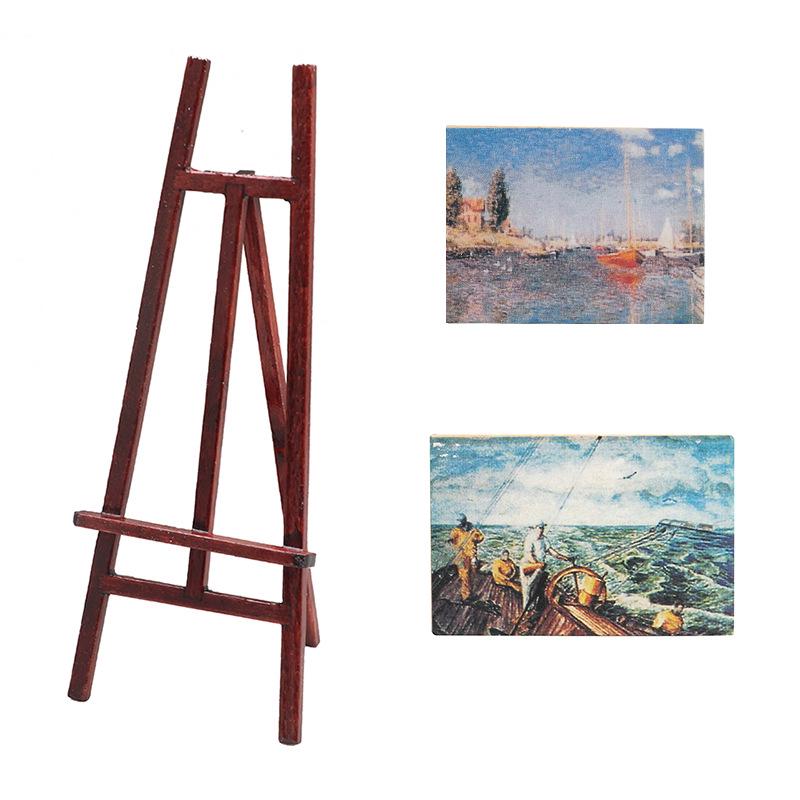 

1:12 Кукольный домик DIY Коттедж Мини Модель Аксессуары - Мольберт и Холст Набор из 3 предметов для Проектов