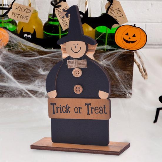 Halloween Wooden Ghost Sign Cute Ghost Witch Pumpkin Tiered Tray Decoration for Home Shelf Mantel Tabletop Windowsill Decor