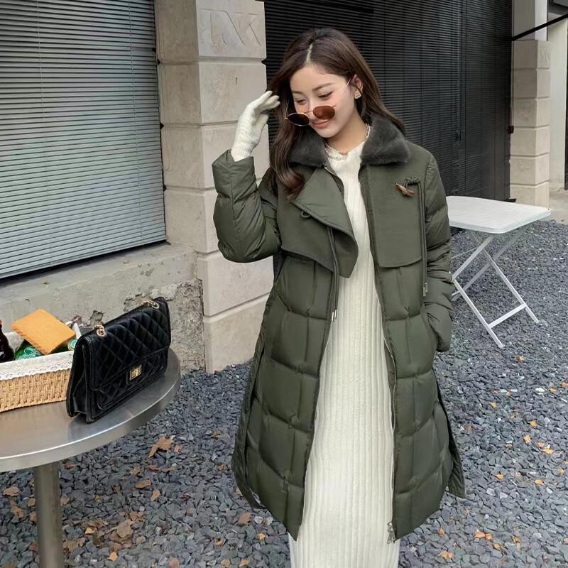 

Женский пуховик средней длины с норковым воротником Raphenny MR013 XL