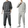 Men's Autumn Winter Fleece Joggers: Casual, Warm, Versatile, Korean Style Drawstring Pants, Solid Color, Trendy Hong Kong Influence.