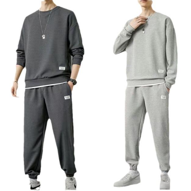 Men's Autumn Winter Fleece Joggers: Casual, Warm, Versatile, Korean Style Drawstring Pants, Solid Color, Trendy Hong Kong Influence.