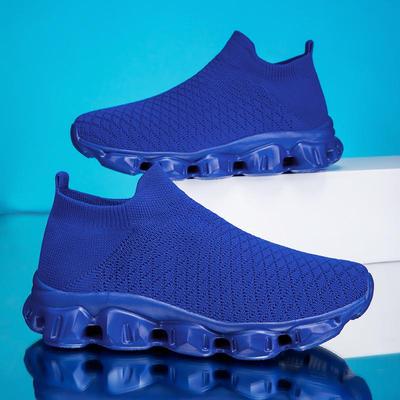 Gorące Niebieskie Skarpety Trampki Dla Kobiet Mężczyzn Dzianina Oddychające Wsuwane Męskie Buty do Biegania Tanie Lekkie Codzienne Damskie Buty Sportowe
