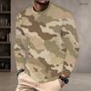 Men Plus Size Camouflage Printed Round Neck Long Sleeve T Shirt Pullover Straight Hem