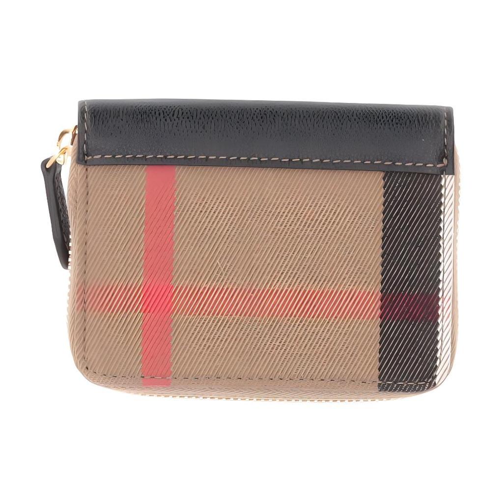 Burberry Fabric With Leather Trim Wallet Women's Brown & Multicolor 80840301