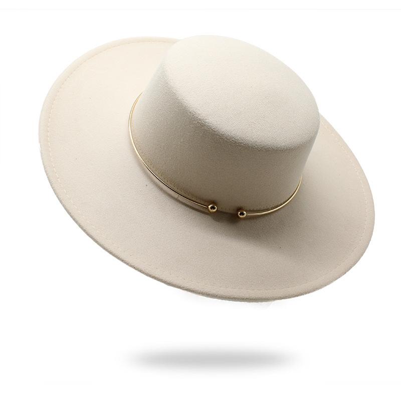 Day Retro Top Hat Women'S Metal Wool Wide Brim Jazz Hat French Panama British Elegant Hat