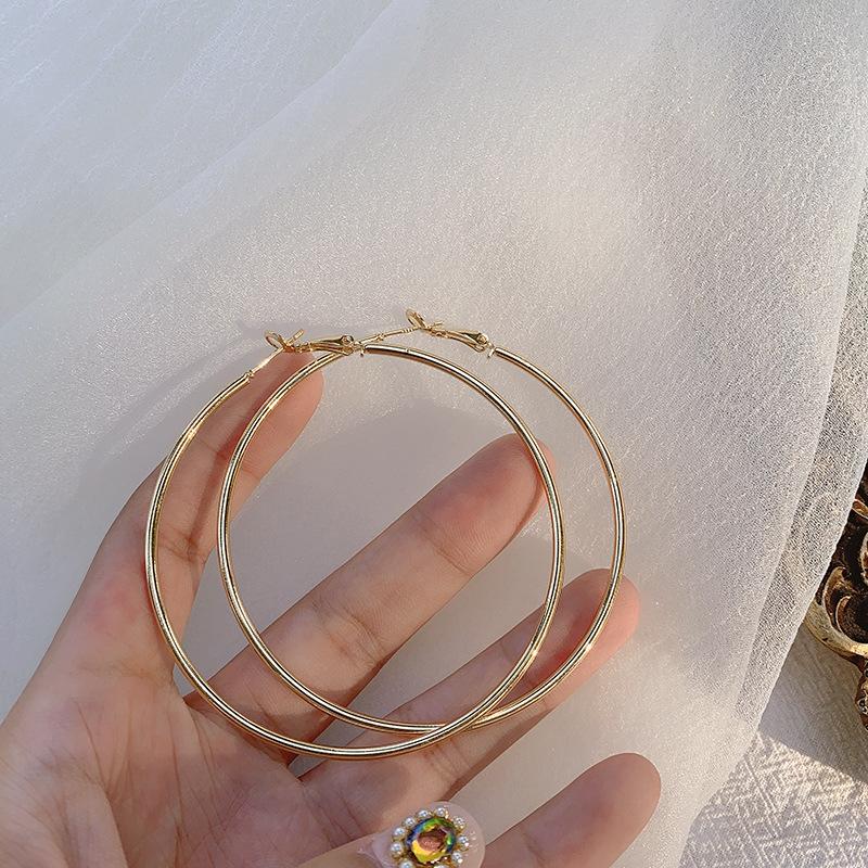 Simple Exaggerated Large Circle Hoop Earrings for Women Personality Trendy Plain Ring Earrings Jewelry Multiple Sizes Available