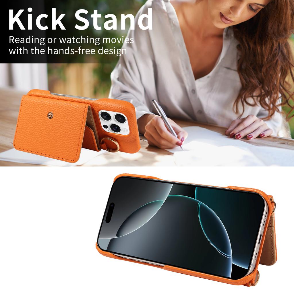 PU Leather Phone Case for IPhone17 17Air 17 Pro 17 Pro Max 16 15 14 13 Pro Crossbody Anti-demagnetization Anti-drop with Mirror