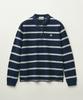 Seteo (W) Striped Pique Polo Long Sleeve Navy