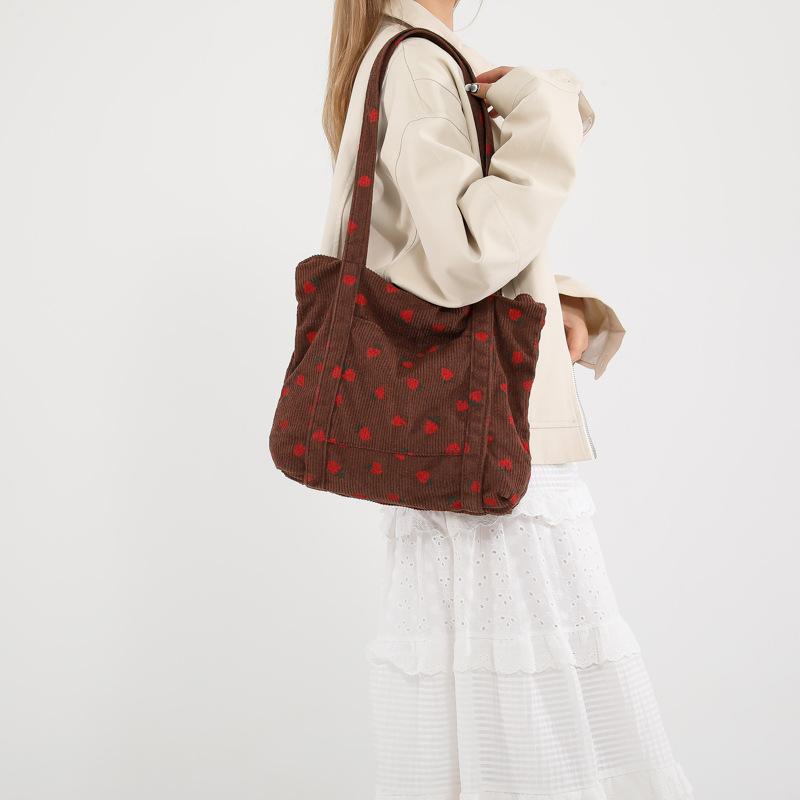 

Spring and summer new portable tote bag large capacity beautiful simple fashion college style casual personality shoulder bag коричневый