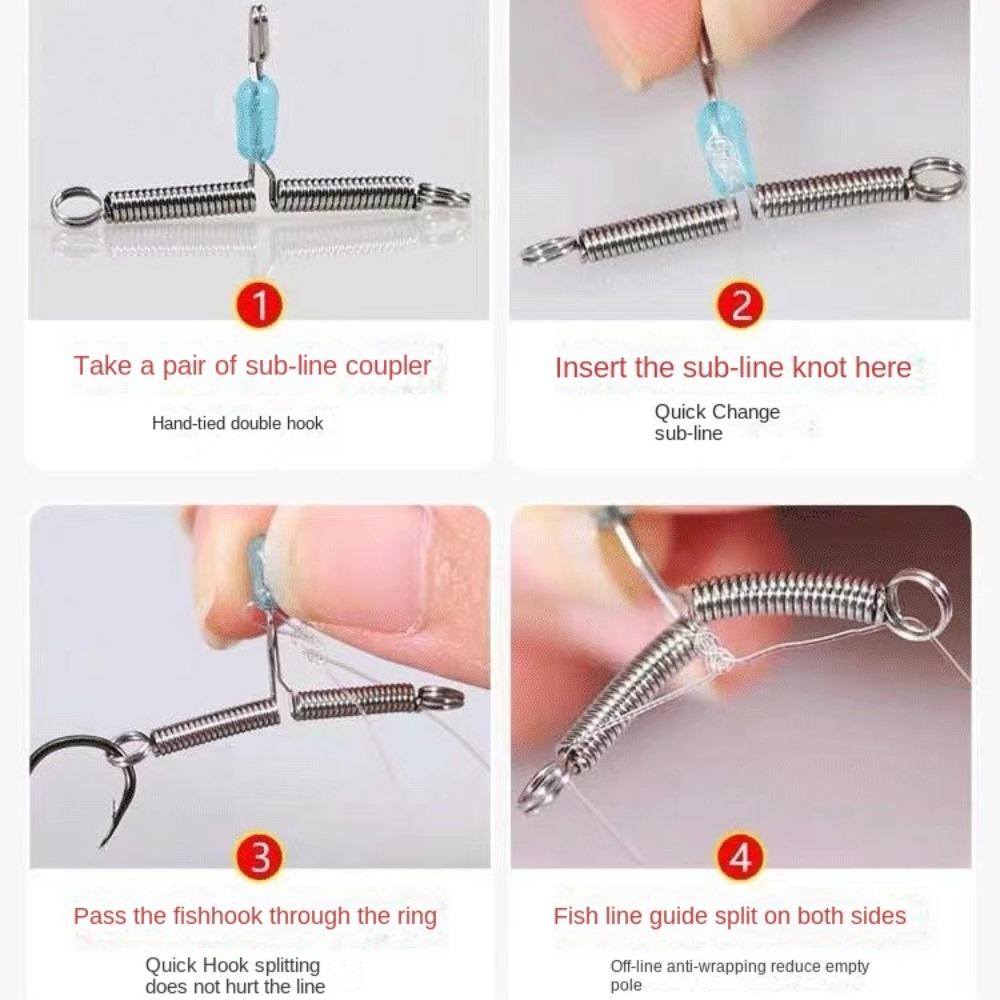 Double Hook Wire Clamp Fishing Line Space Bifurcation Balance Rigs Hooks Fishing T Shape Swivel