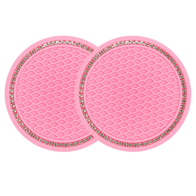 1/2PC Car Non-slip Water Cup Pad Diamond Rhinestone Bling Decoration Auto Interior Cup Bottle Anti-skid Rubber Mat
