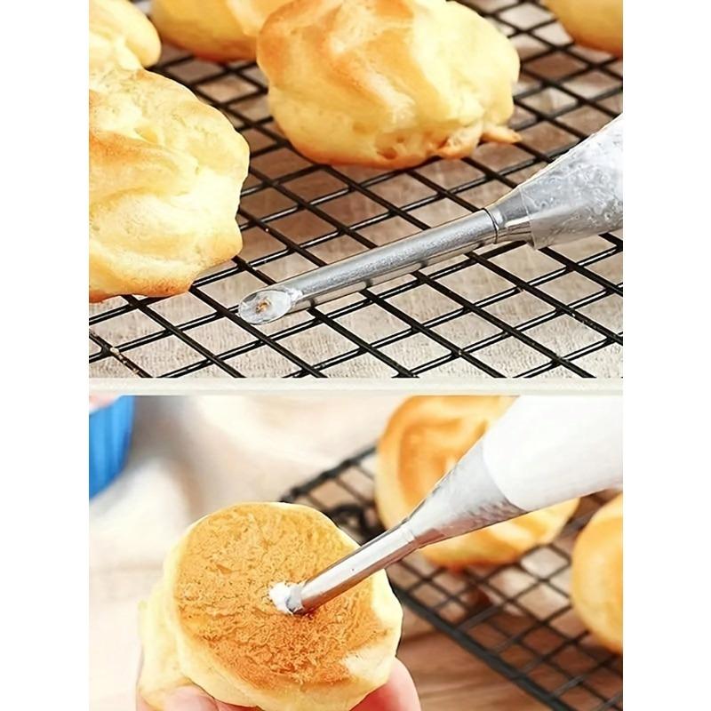 Cream Icing Piping Nozzle Tips, Professional Stainless Steel Long Cream Puff Nozzle Decor Small Pastry Icing Piping Decorating Tools