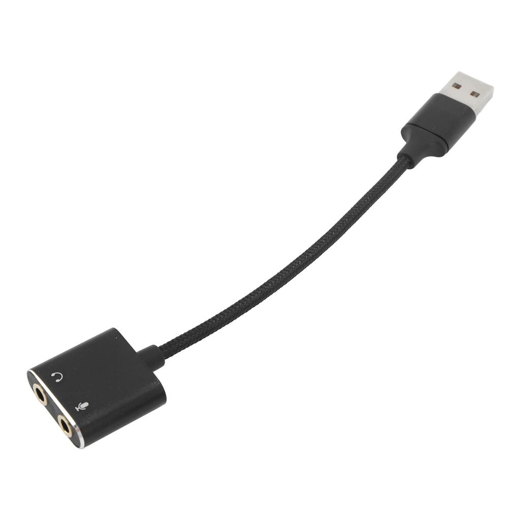USB Sound Adapter Aluminum Alloy Black Plug and Play USB To 3.5mm Jack Sound Card for Desktop Computers Laptops