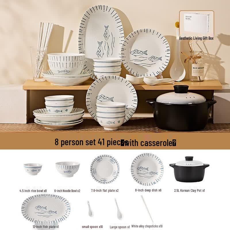 Yipan Japanese Style Underglaze Bone China Dinnerware Set
