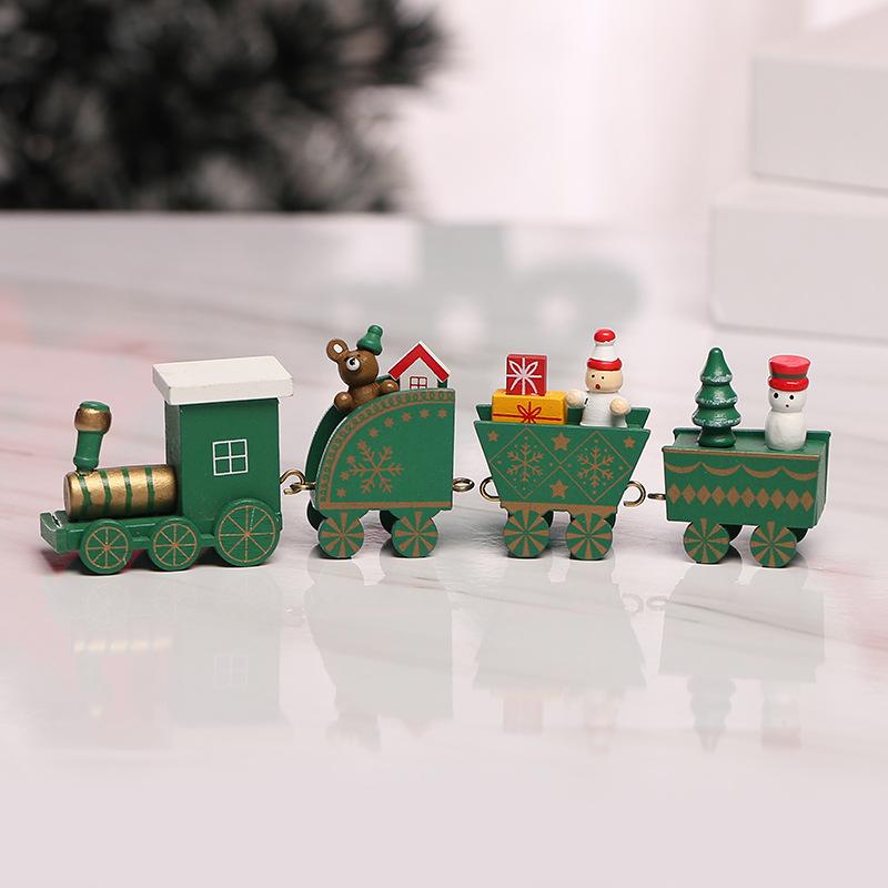 Christmas Wooden Train Merry Christmas Decorations for Home Tree Ornament Navidad Noel Kids Gift Happy New Year